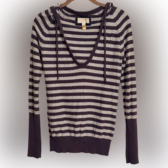 American Eagle Y2K Striped Hoodie Sweater - Picture 1 of 3
